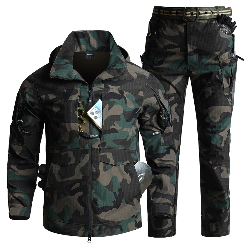Hunting Outdoor Jacket - Men Camouflage Tactical Gear Set Hooded
